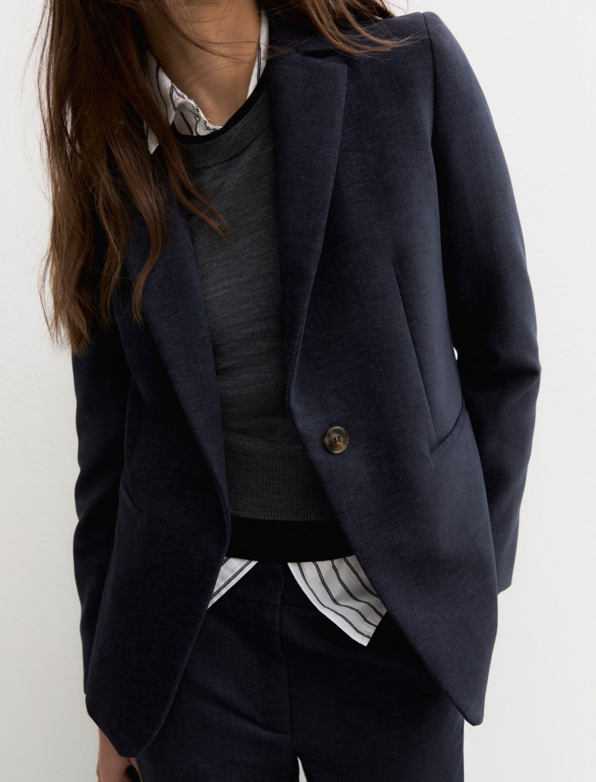 Stretch chenille blazer - NAVY - Emme - 5