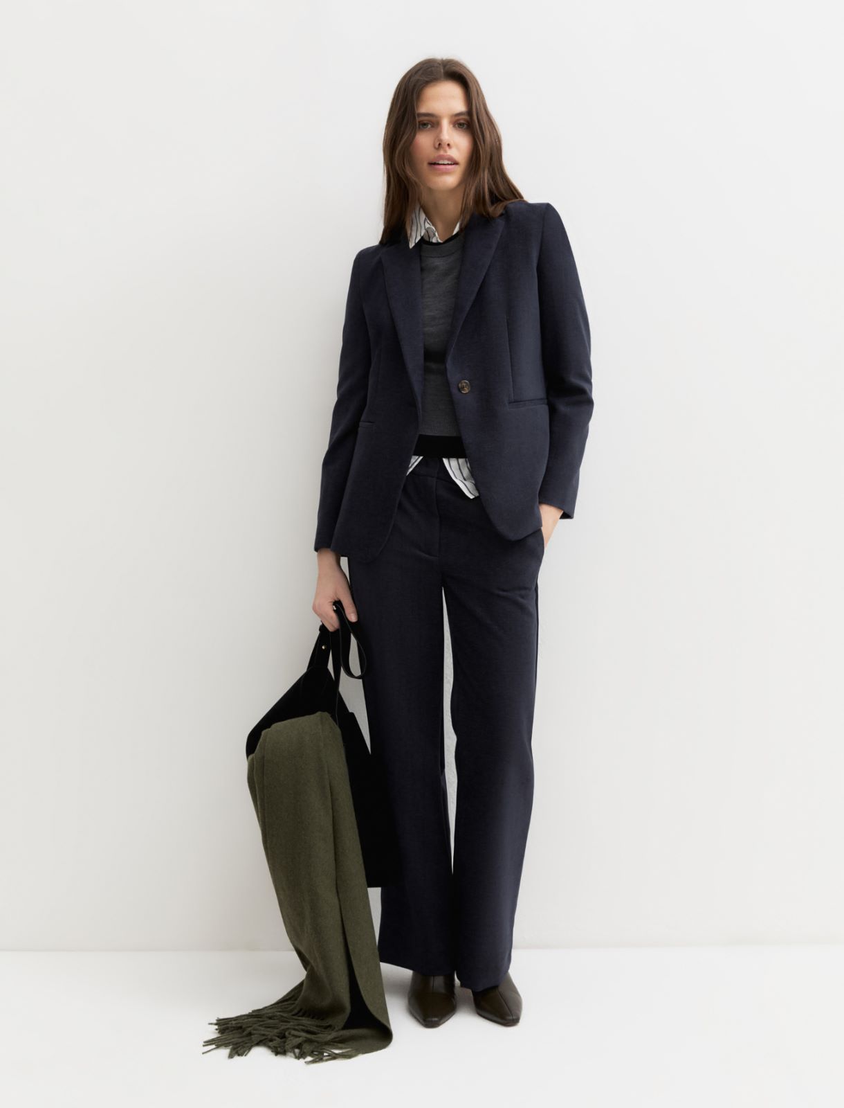 Stretch chenille blazer - NAVY - Emme