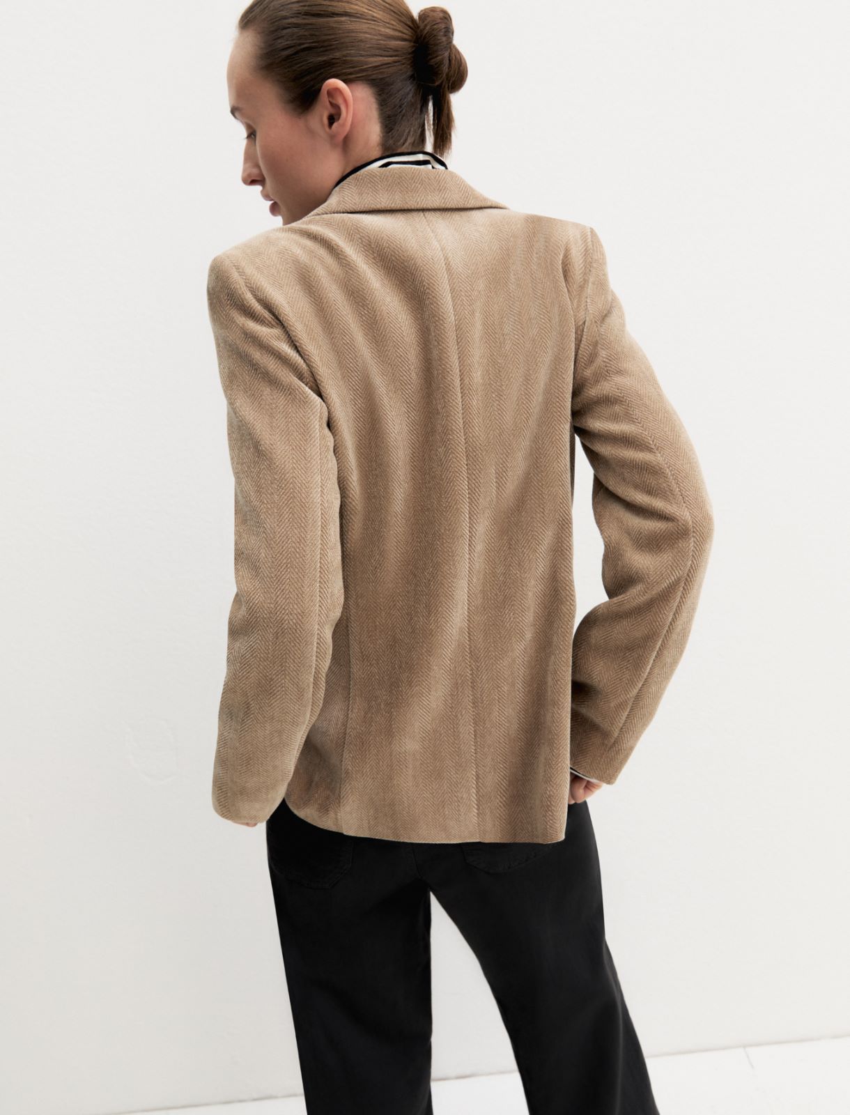 Stretch chenille blazer - BEIGE - Emme - 2