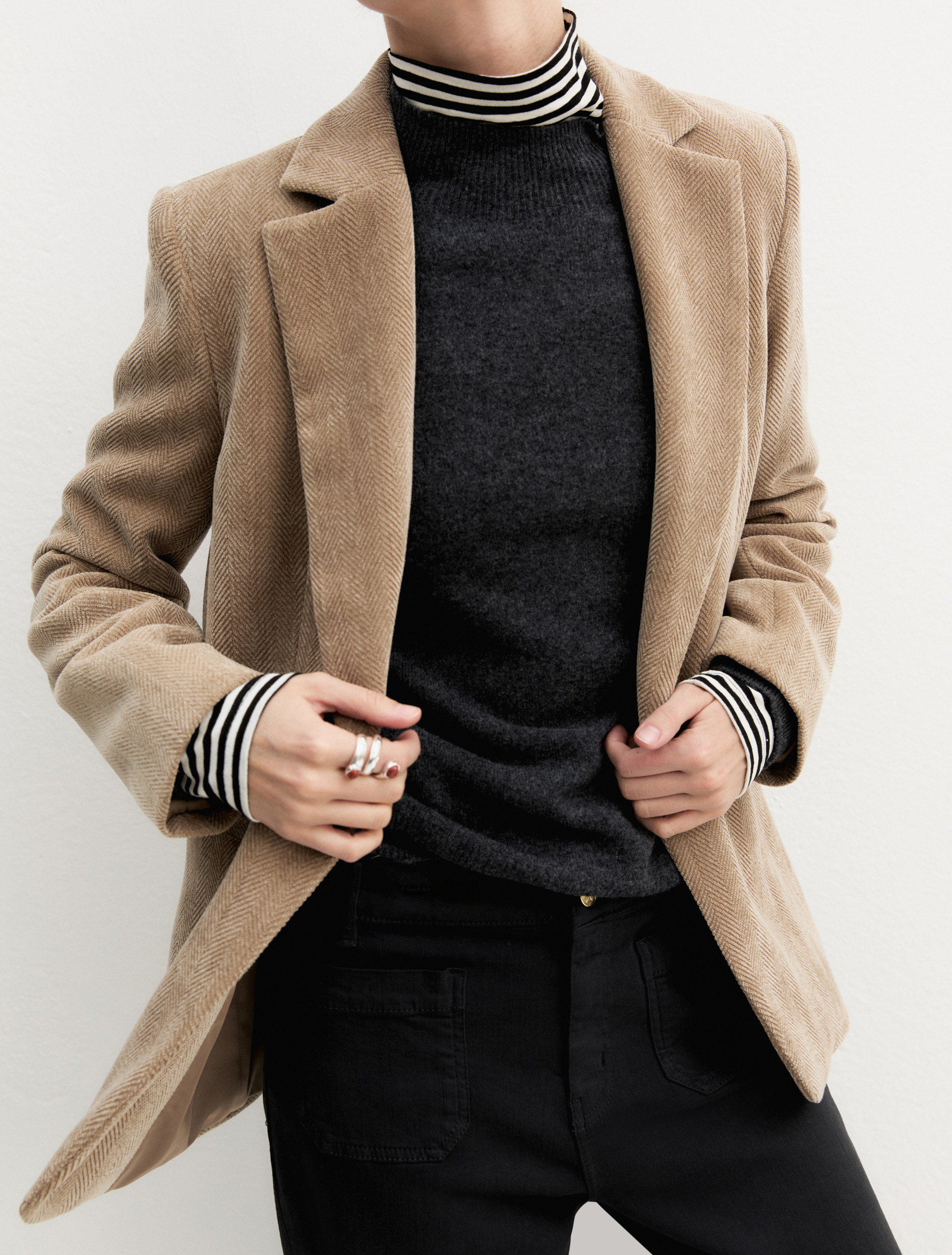 Stretch chenille blazer - BEIGE - Emme - 3