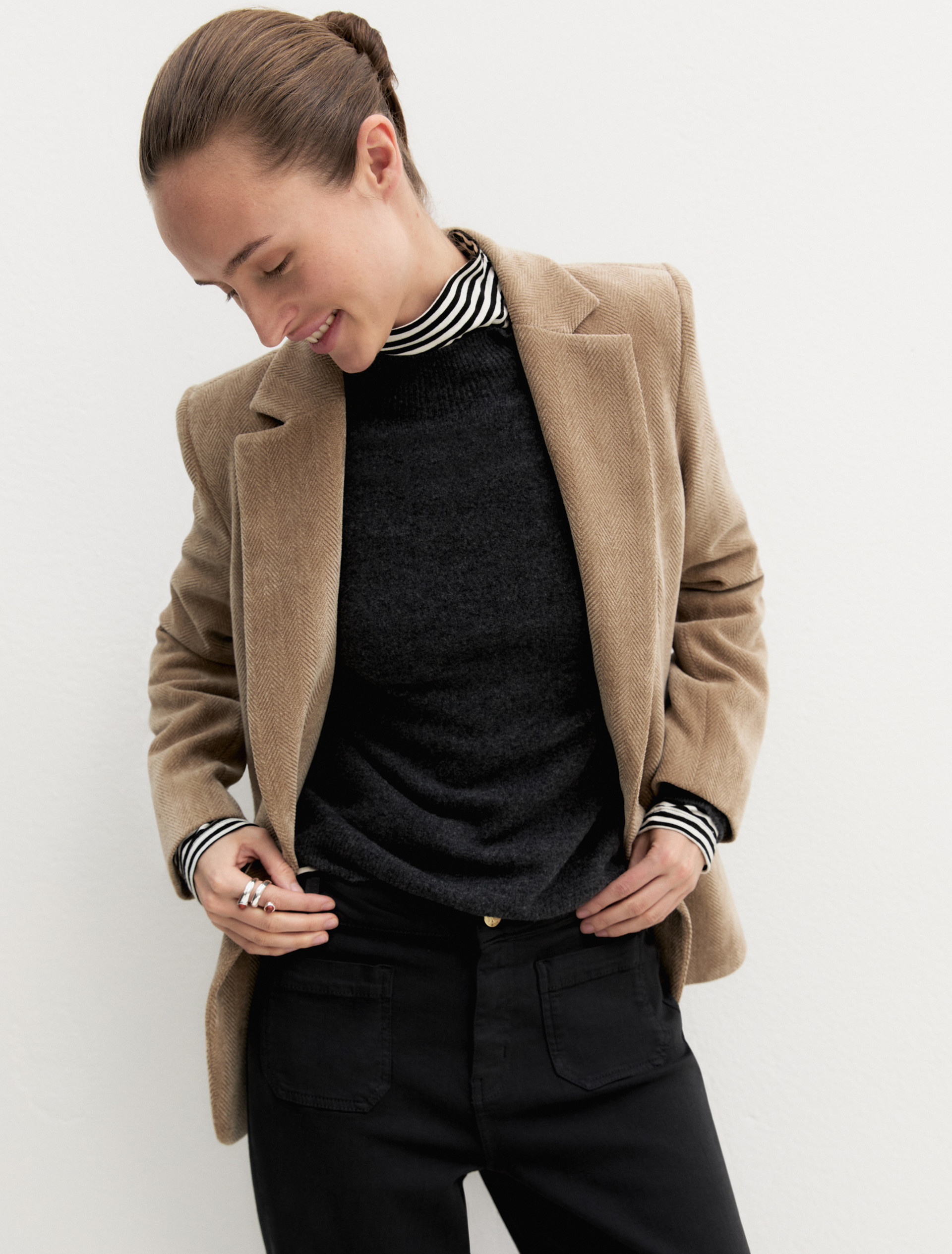 Stretch chenille blazer - BEIGE - Emme - 4