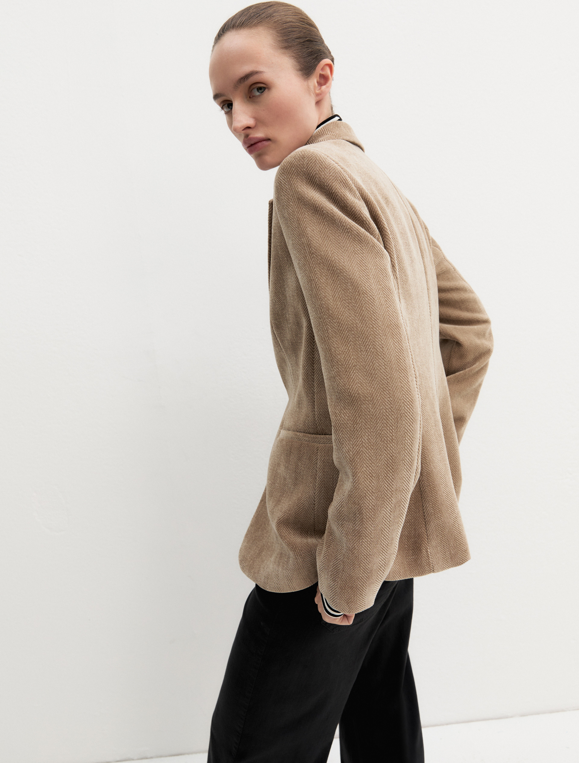 Stretch chenille blazer - BEIGE - Emme - 7
