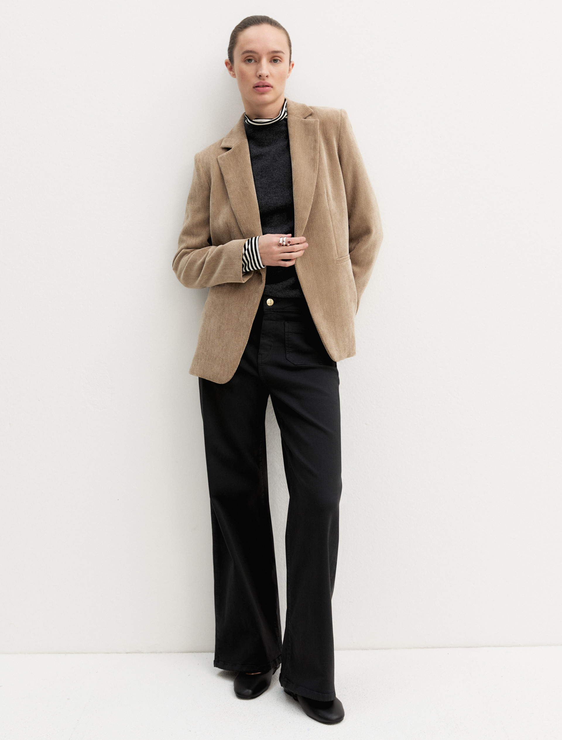 Stretch chenille blazer - BEIGE - Emme - 1