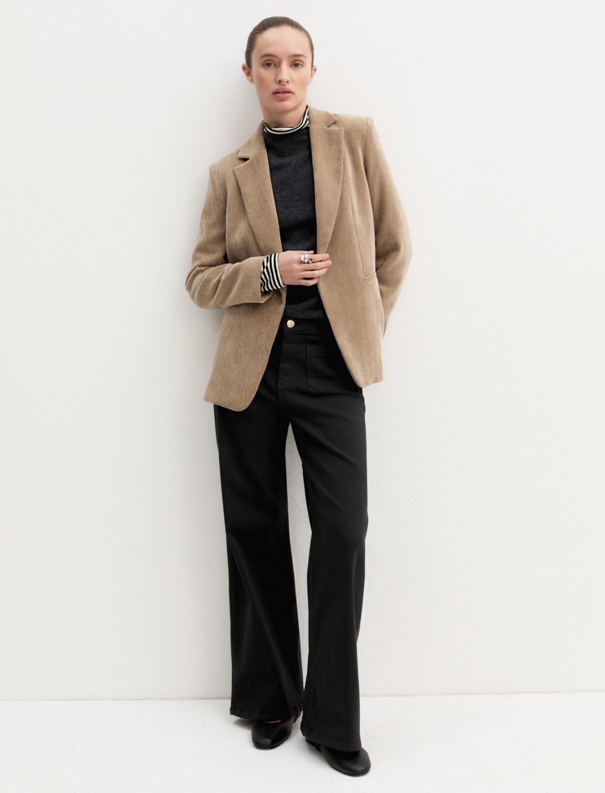 Stretch chenille blazer - BEIGE - Emme