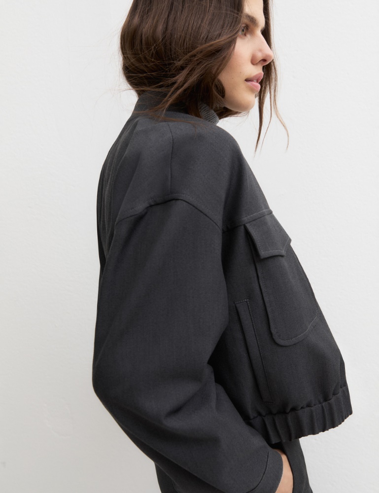 Cropped stretch gabardine jacket - Emme