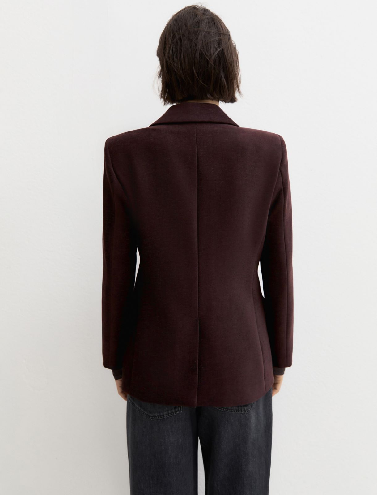 Stretch chenille double-breasted blazer - PURPLE - Emme - 2
