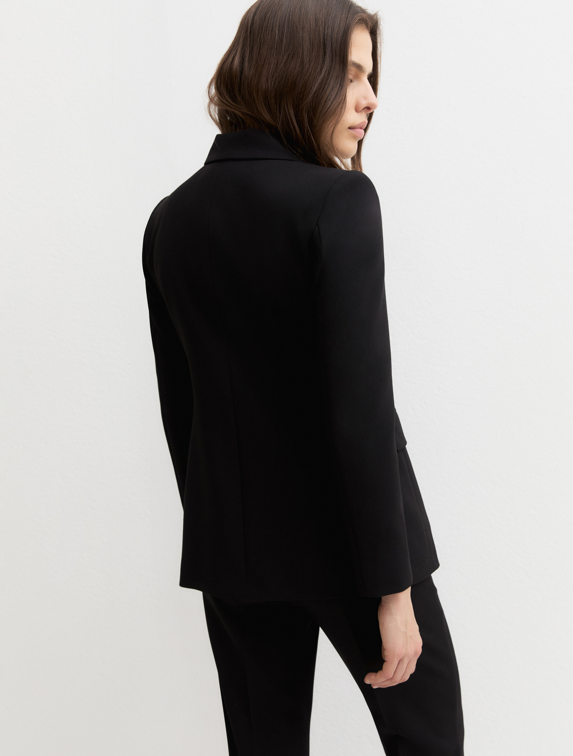 Double-breasted blazer in stretch double-faced viscose blend - BLACK - Emme - 2