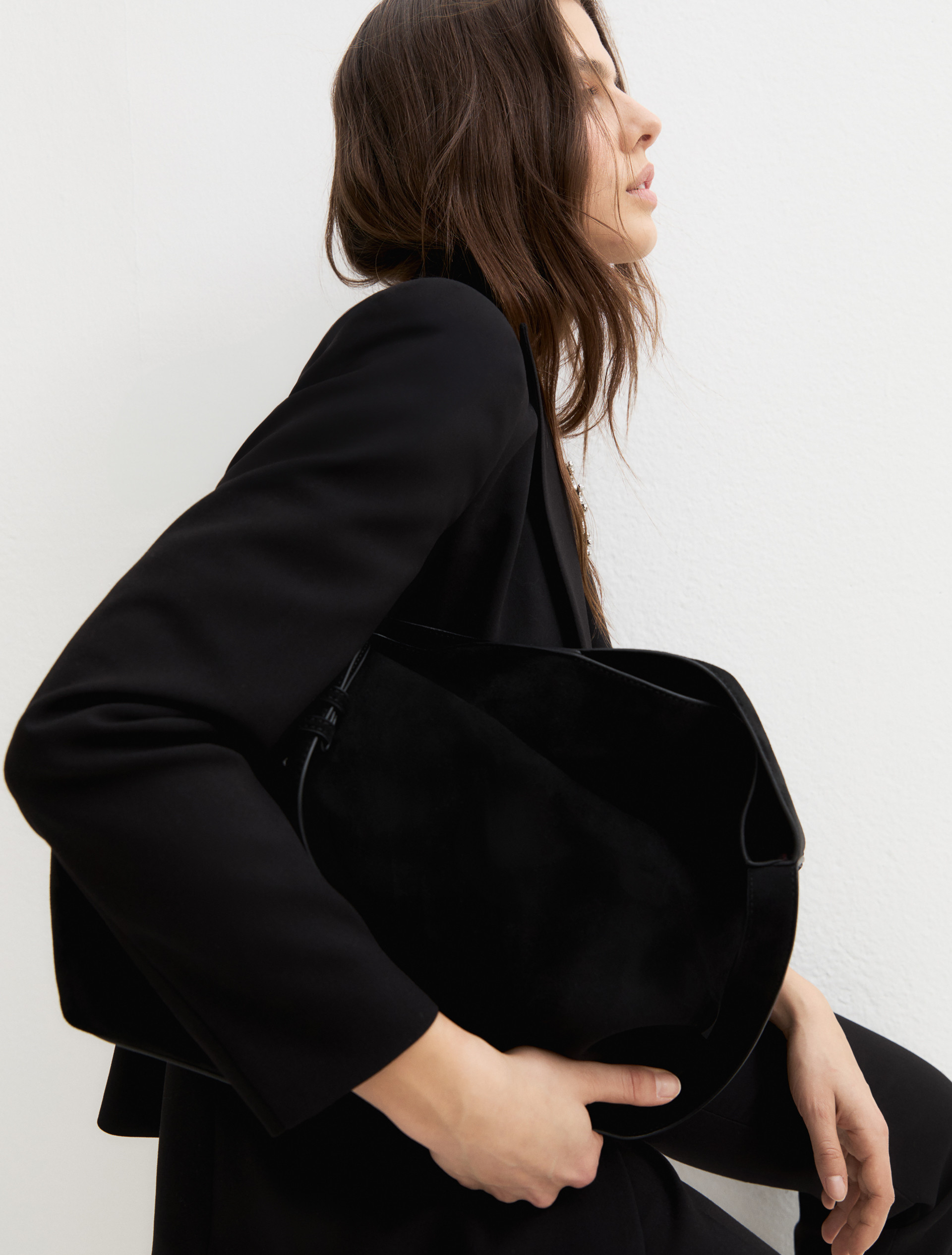 Double-breasted blazer in stretch double-faced viscose blend - BLACK - Emme - 3