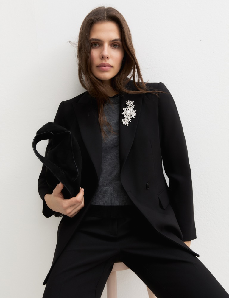 Double-breasted blazer in stretch double-faced viscose blend - Emme