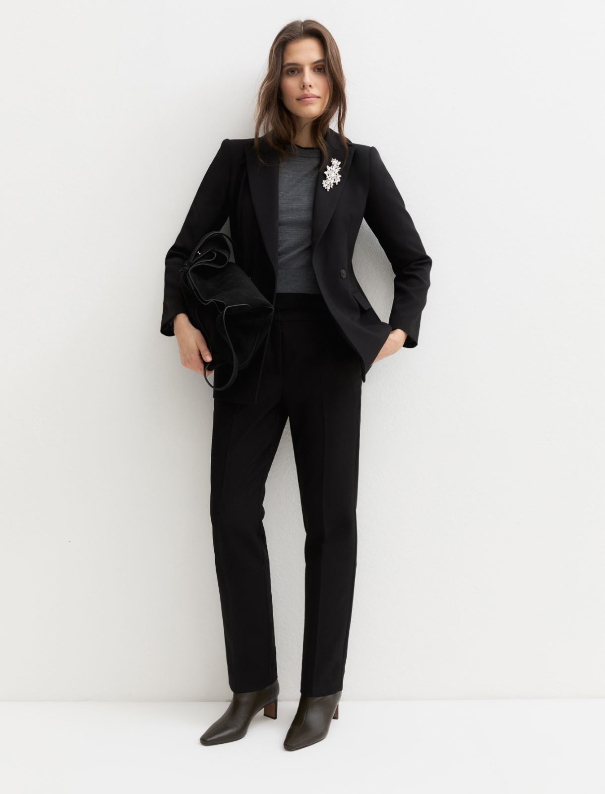 Double-breasted blazer in stretch double-faced viscose blend - BLACK - Emme