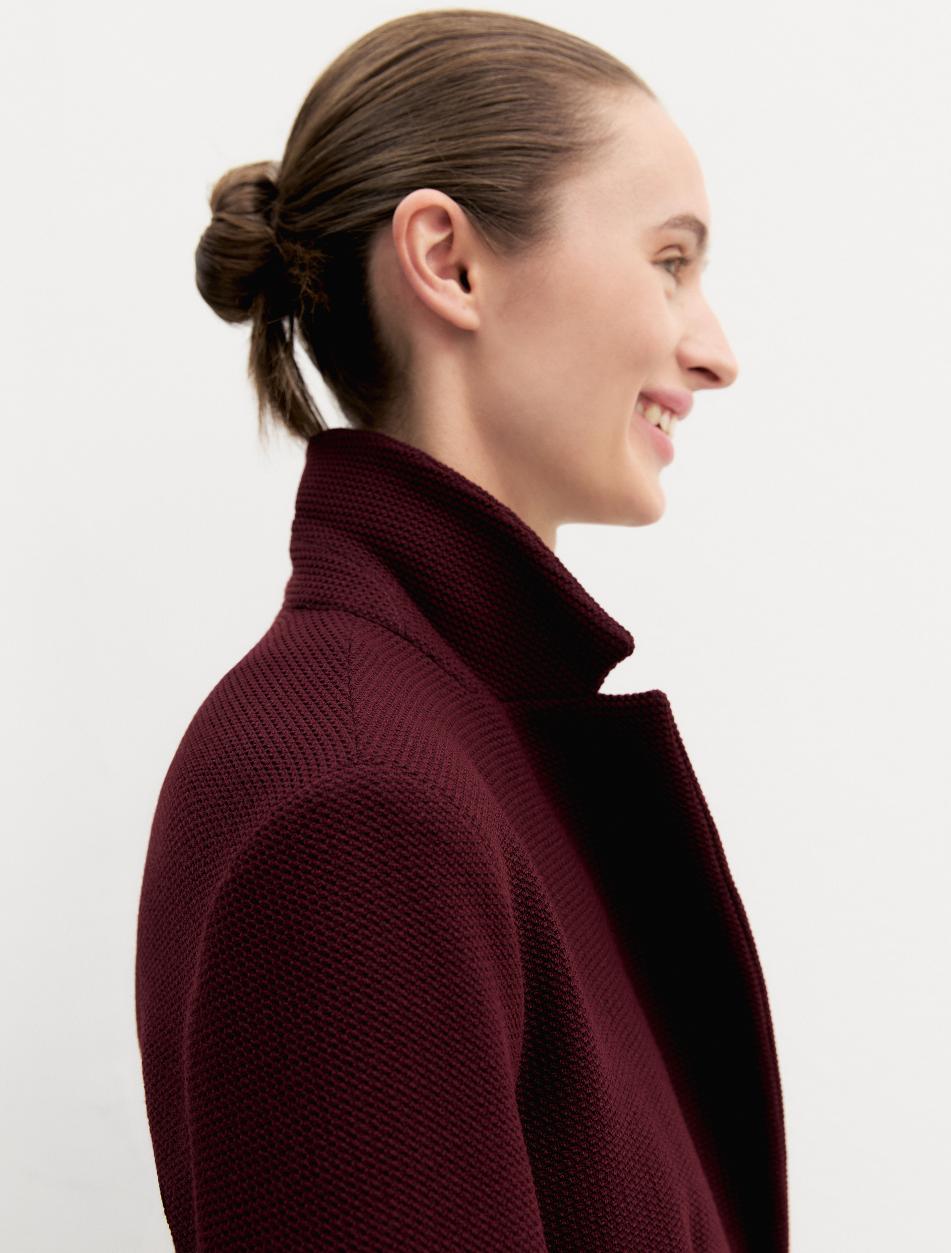 Stretch basketweave fitted jacket - BRICK RED - Emme - 5
