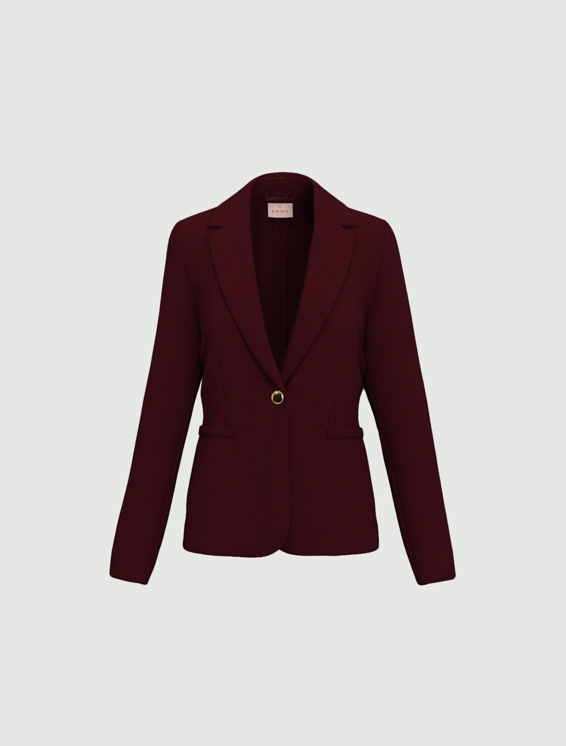 Stretch basketweave fitted jacket - BRICK RED - Emme - 4