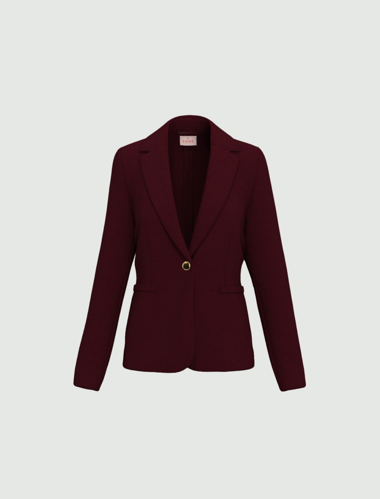 Stretch basketweave fitted jacket - BRICK RED - Emme - 4