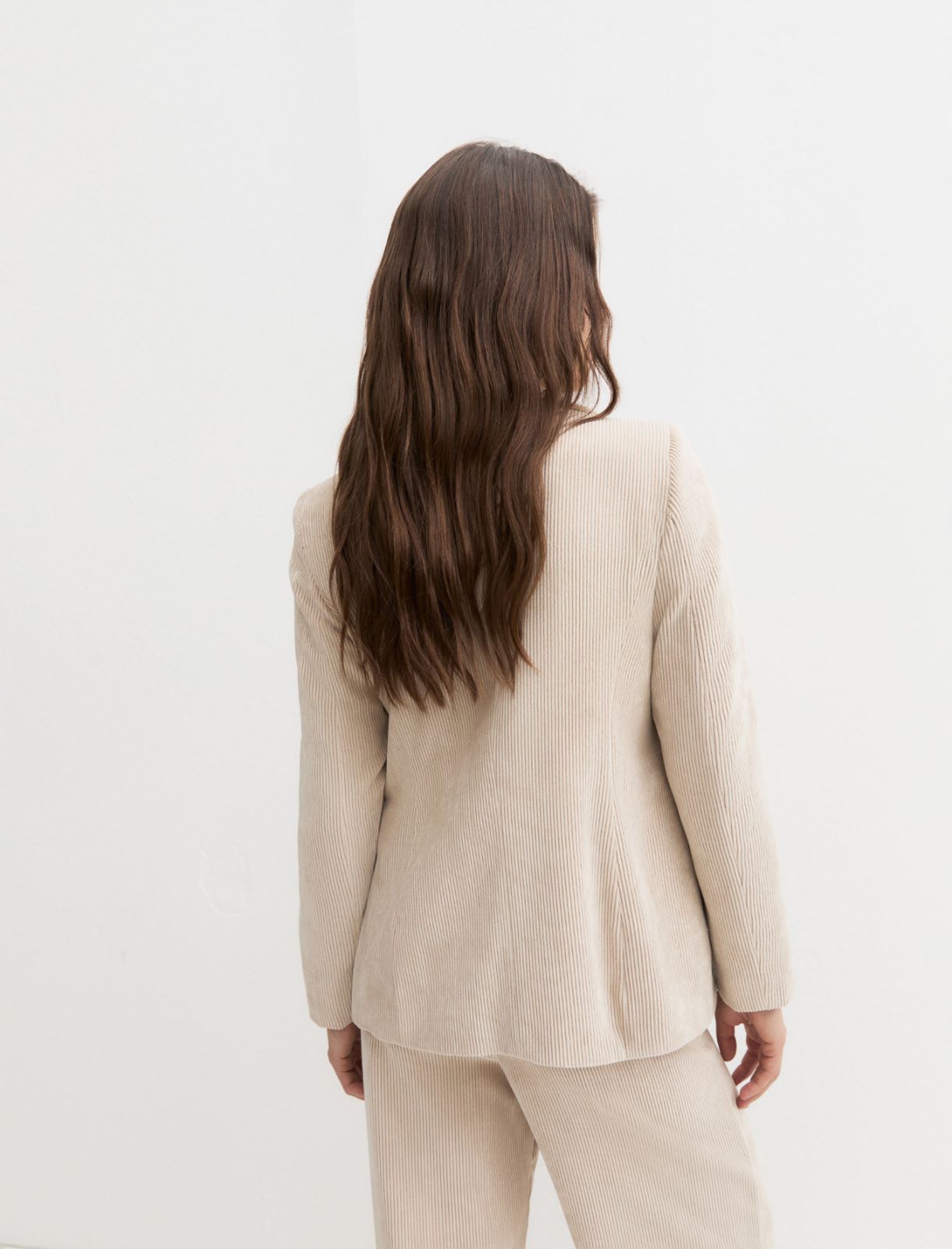 Single-breasted stretch-velvet blazer - CREAM - Emme - 2