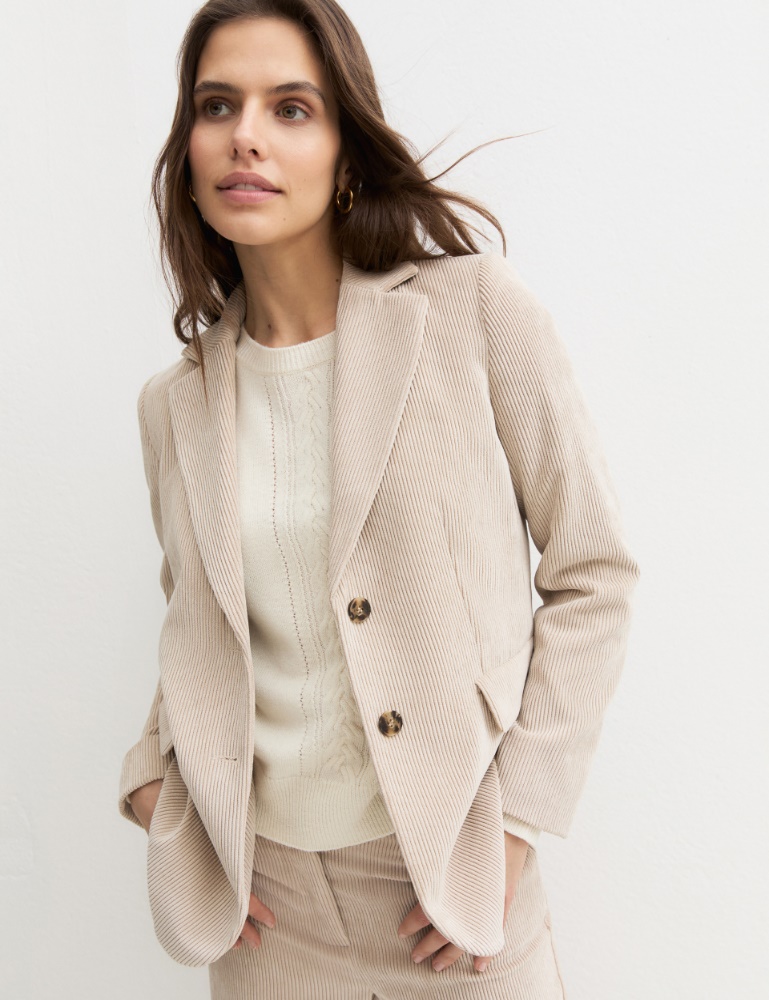 Single-breasted stretch-velvet blazer - Emme