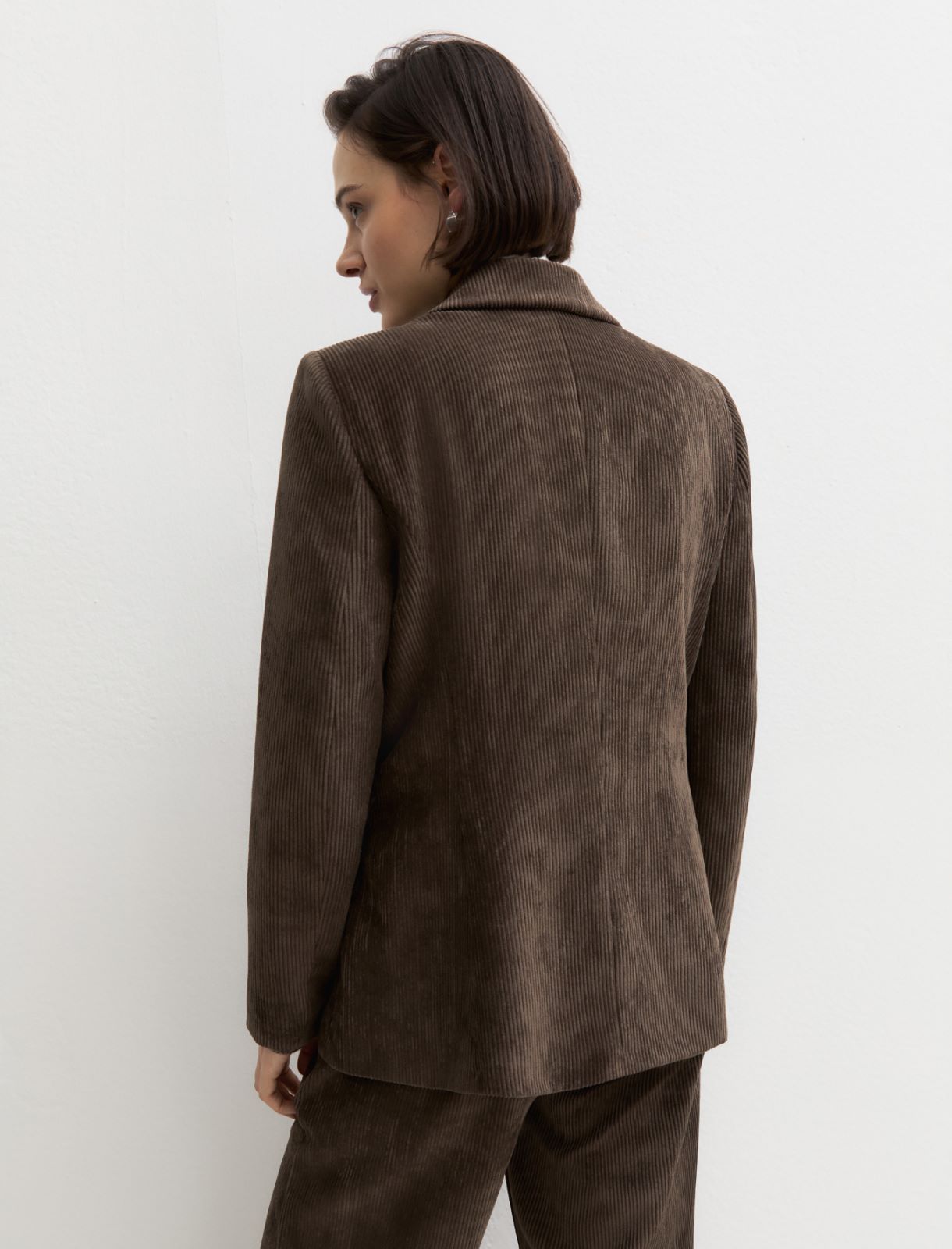Single-breasted stretch-velvet blazer - OTTER - Emme - 2