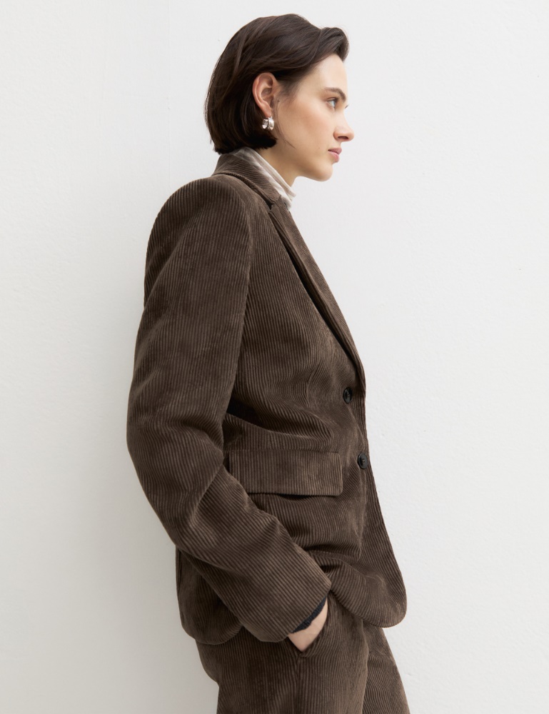 Single-breasted stretch-velvet blazer - Emme