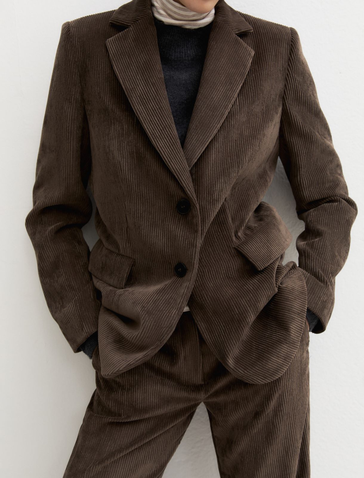 Single-breasted stretch-velvet blazer - OTTER - Emme - 4