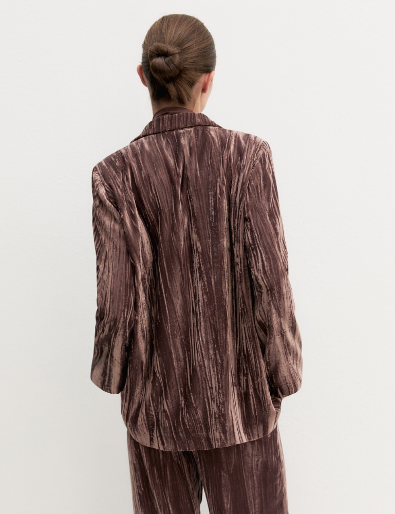 Blazer de terciopelo elástico con botonadura sencilla - Emme - 3