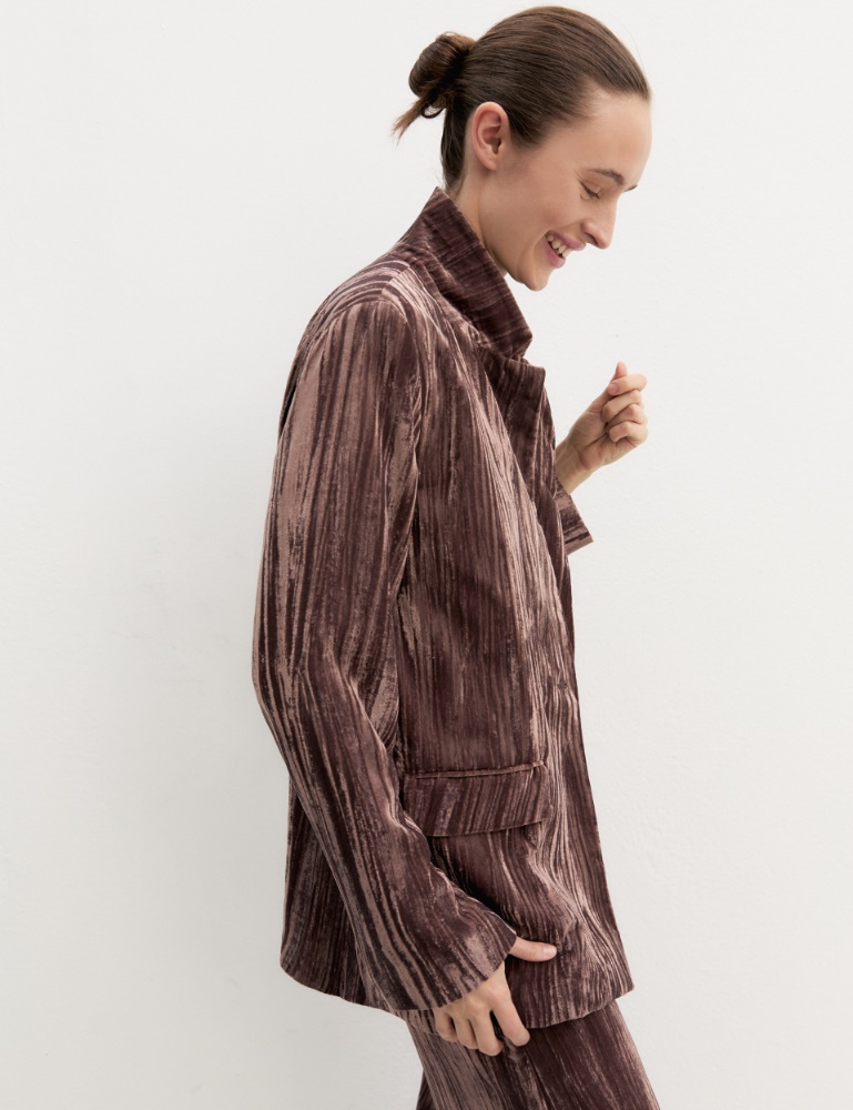 Blazer de terciopelo elástico con botonadura sencilla - Emme - 6