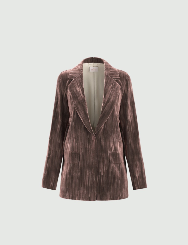 Blazer de terciopelo elástico con botonadura sencilla - Emme - 4