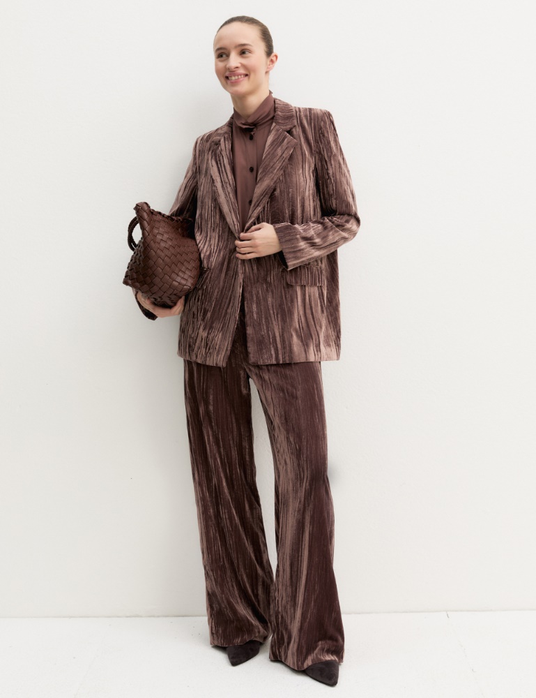 Blazer de terciopelo elástico con botonadura sencilla - Emme - 2