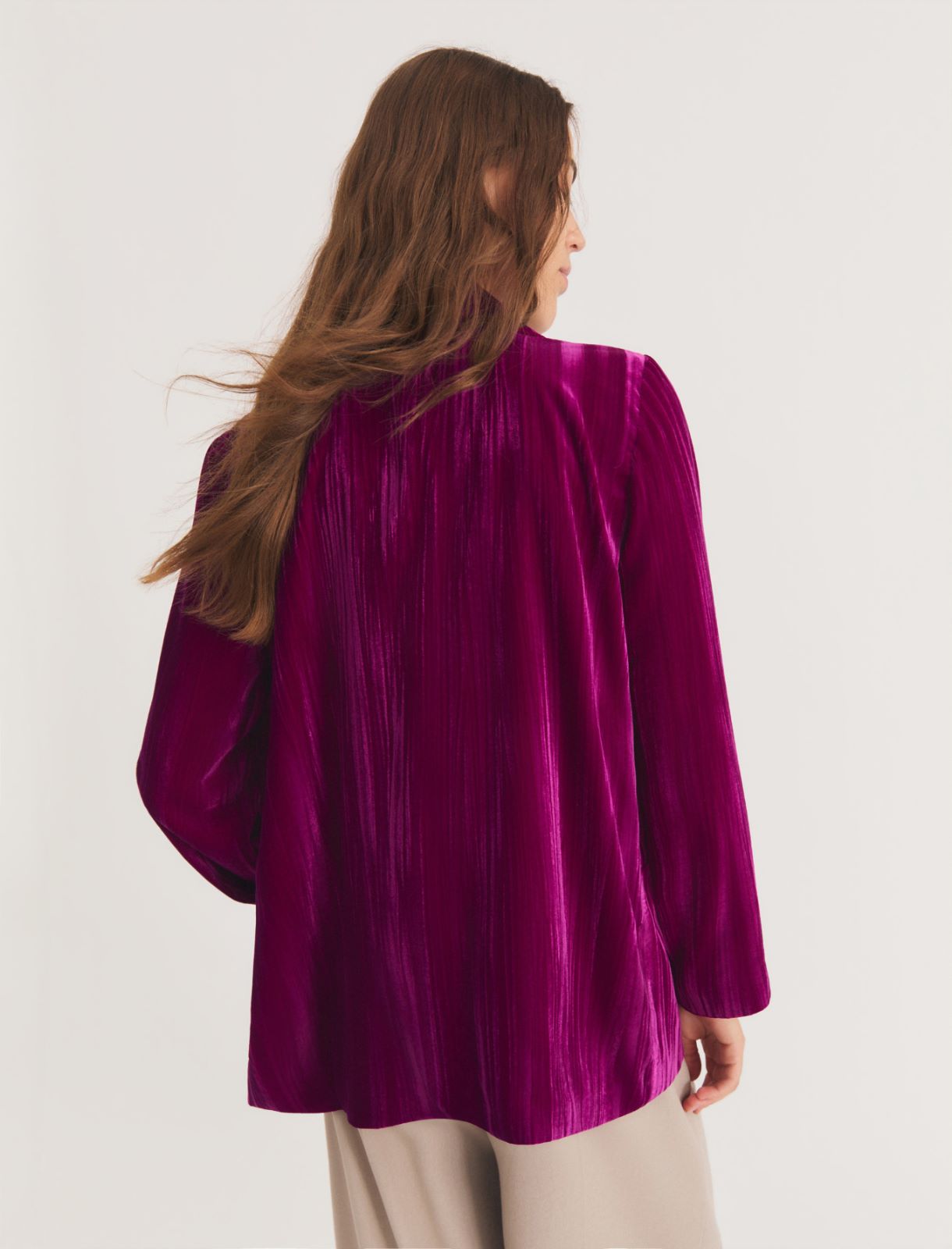 Single-breasted stretch velvet blazer - CARDINAL - Emme - 2