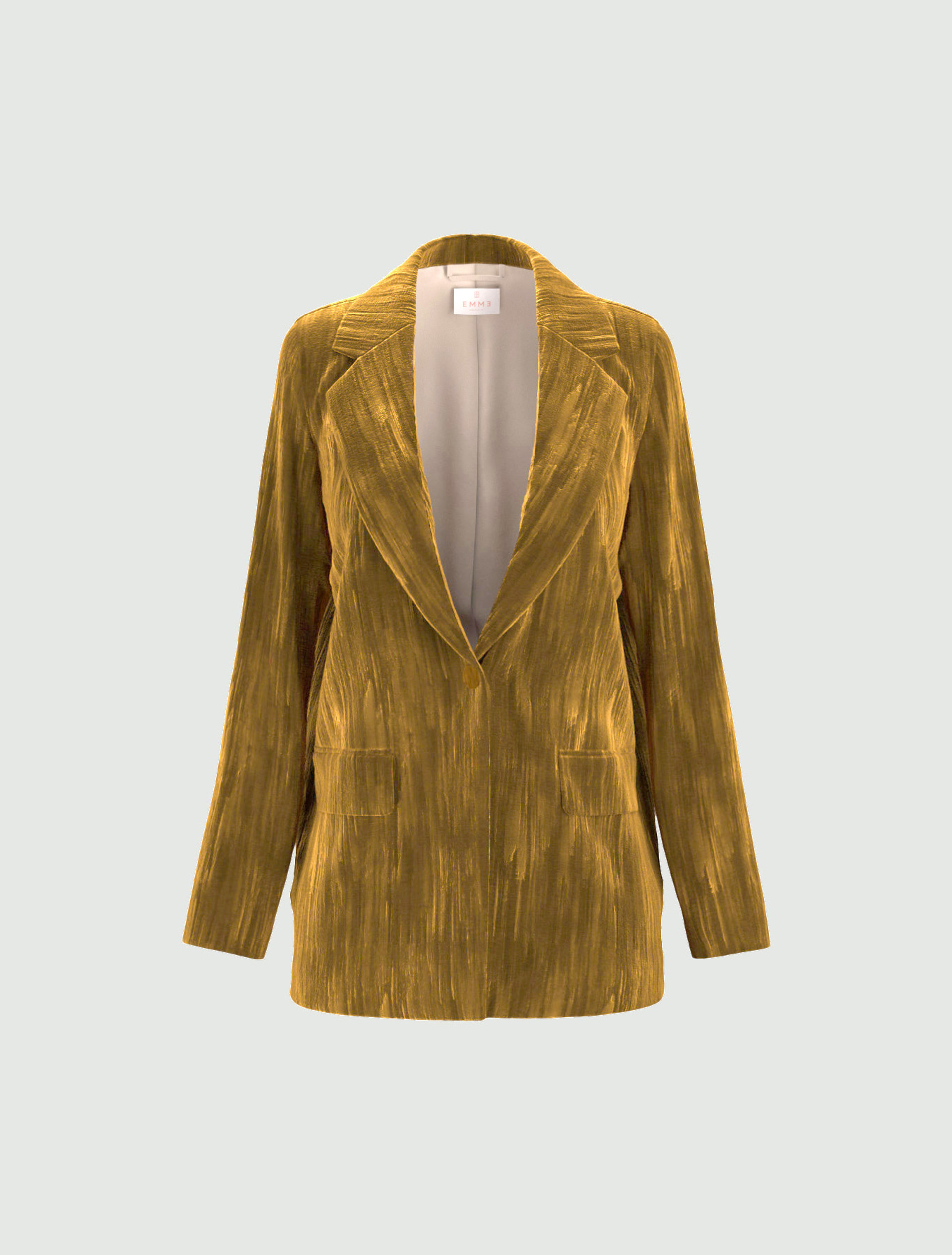 Single-breasted stretch velvet blazer - OCHRE - Emme - 6
