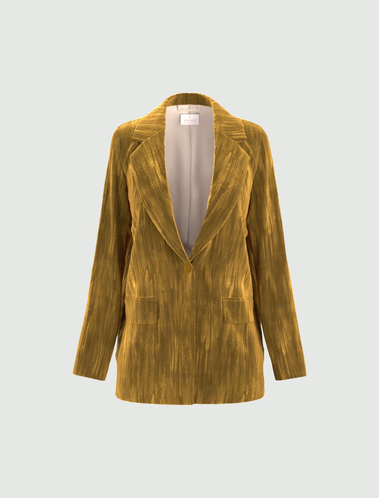 Single-breasted stretch velvet blazer - OCHRE - Emme - 6