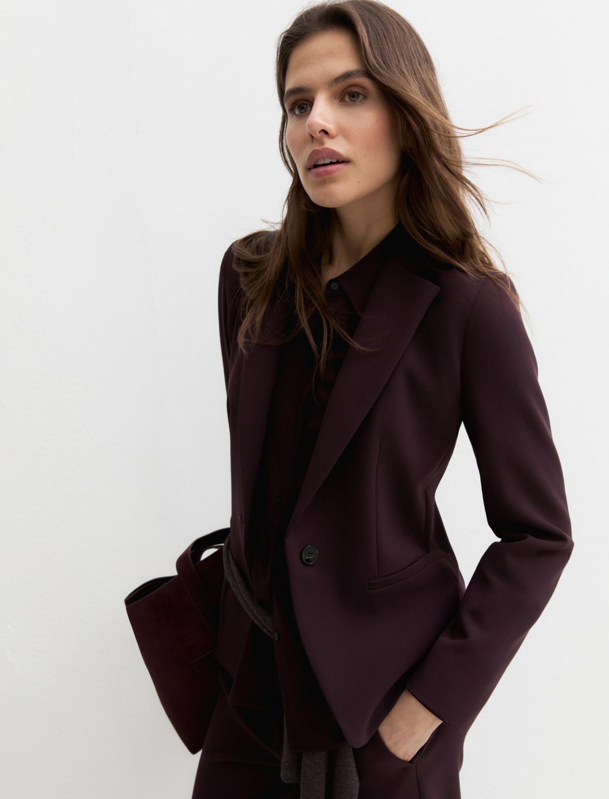 Single-breasted stretch blazer - BORDEAUX - Emme - 3
