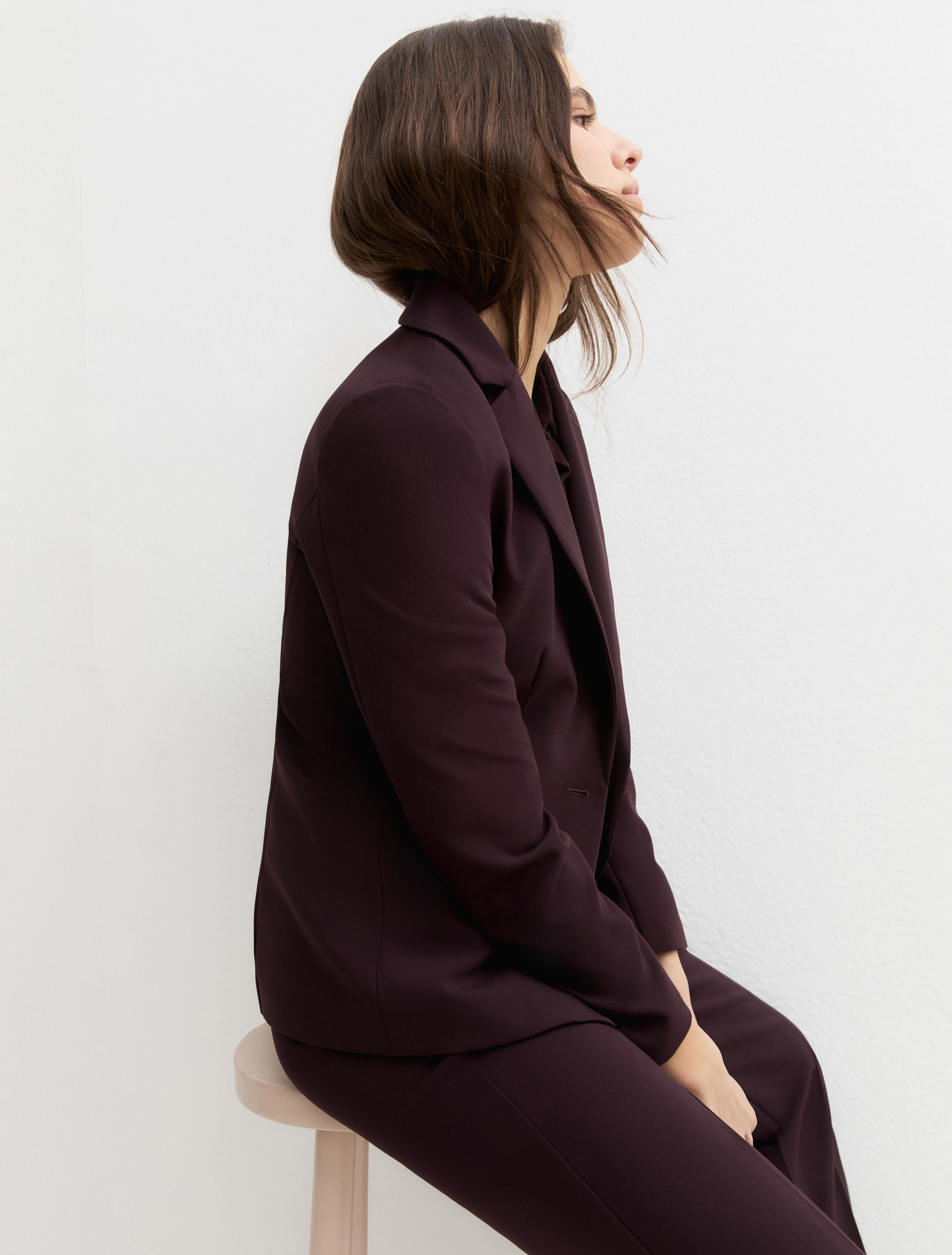 Single-breasted stretch blazer - BORDEAUX - Emme - 4