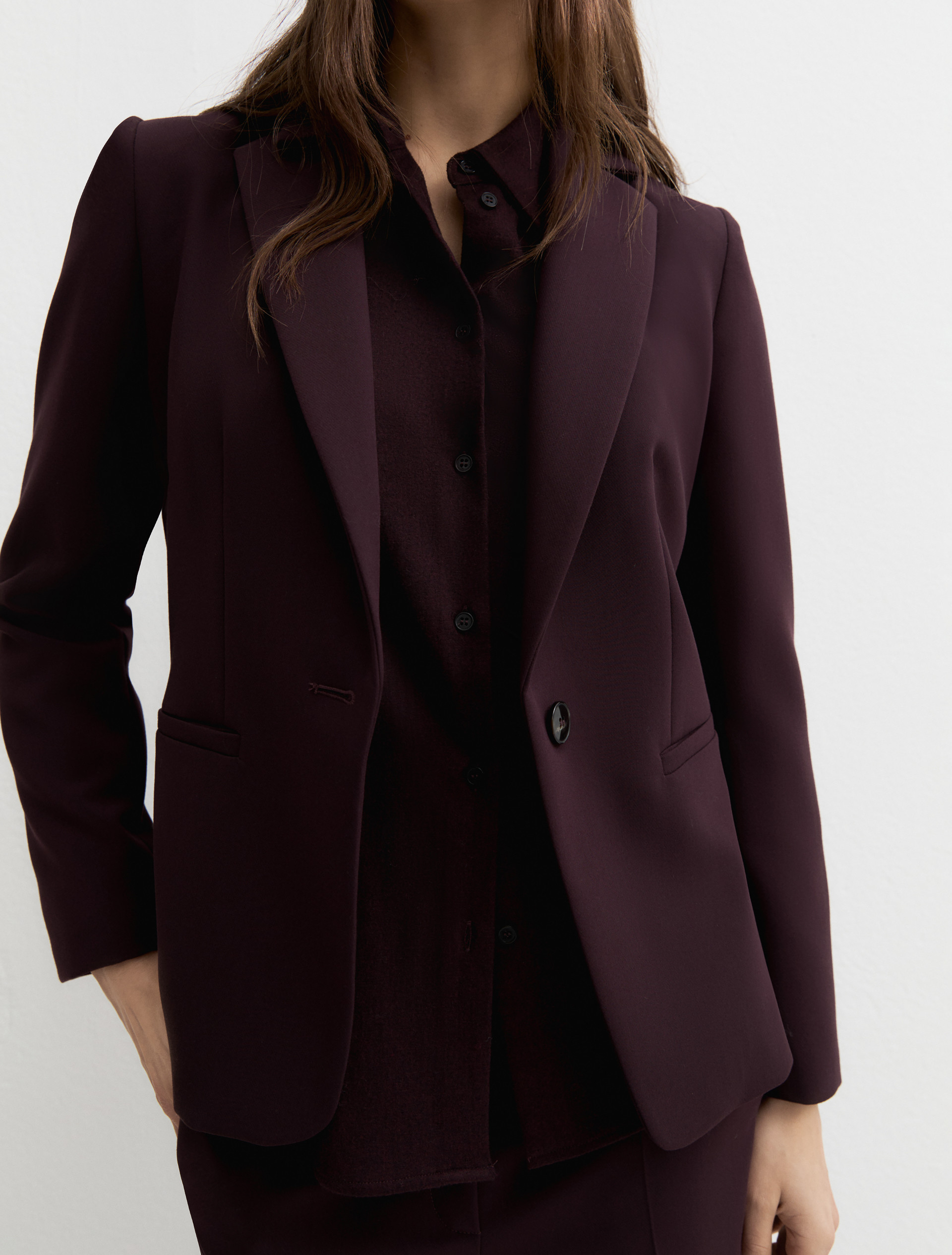 Single-breasted stretch blazer - BORDEAUX - Emme - 5