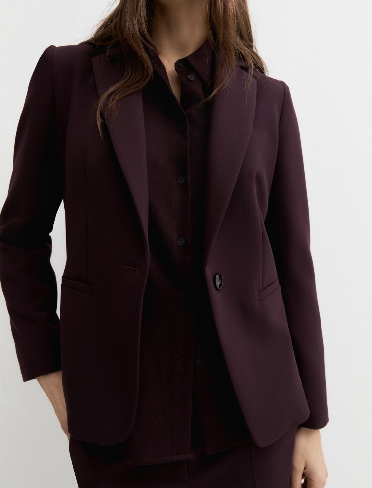 Single-breasted stretch blazer - BORDEAUX - Emme - 5