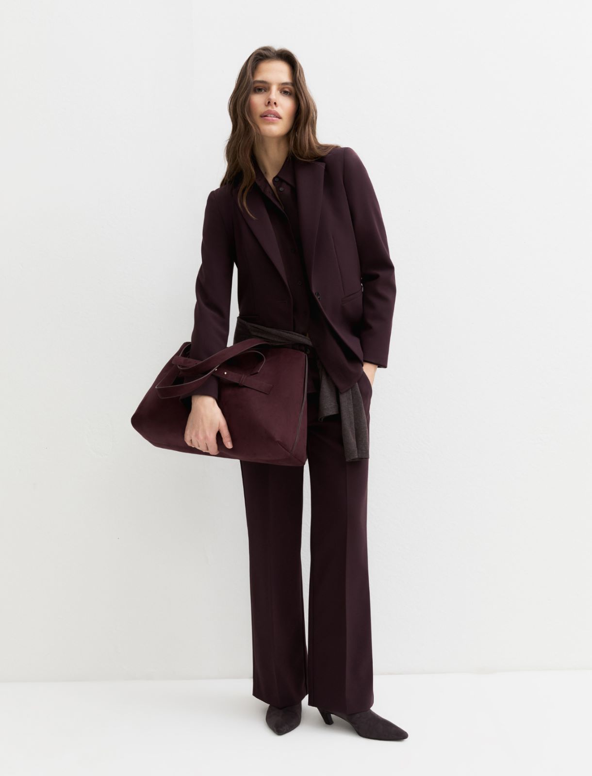 Single-breasted stretch blazer - BORDEAUX - Emme
