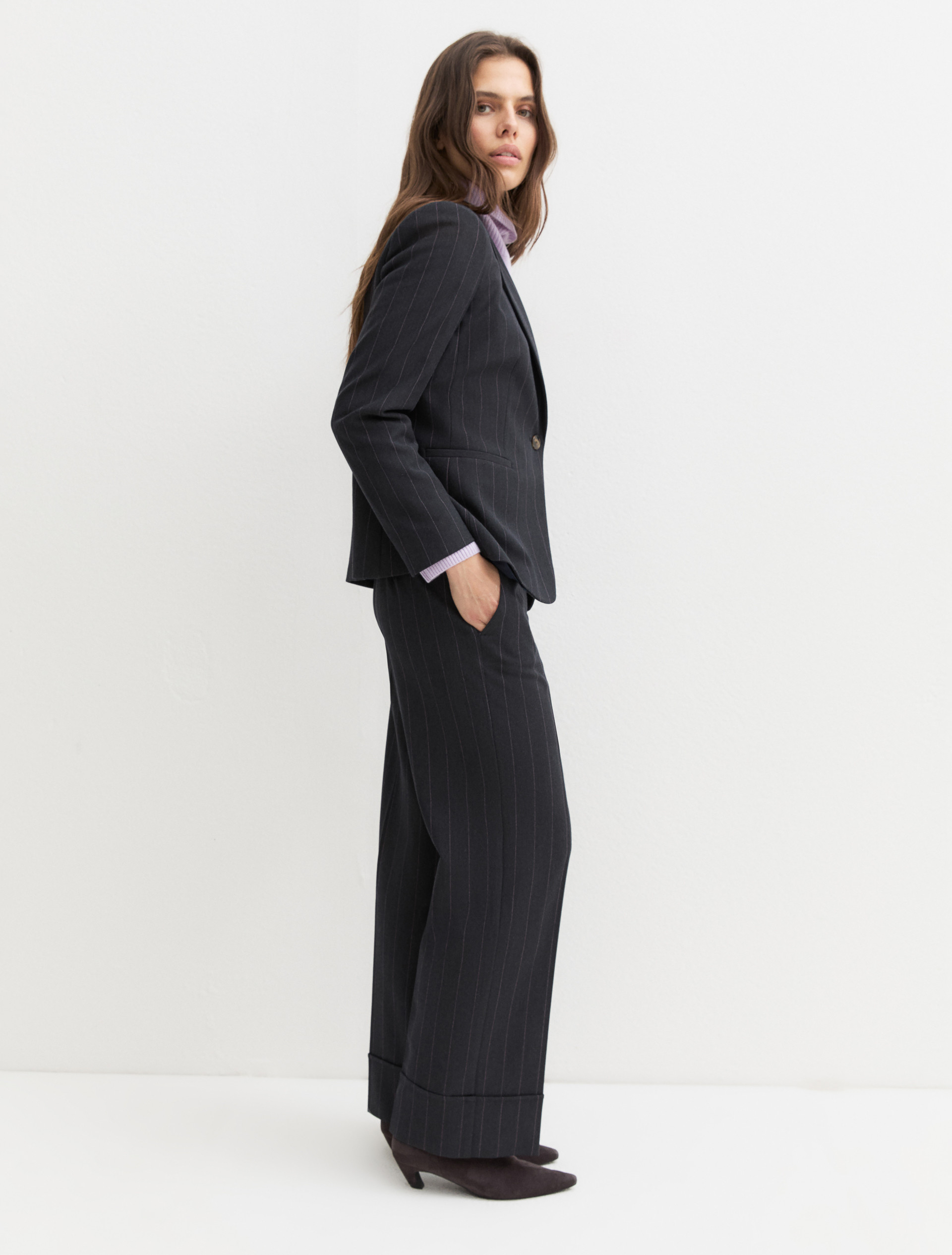 Stretch gabardine blazer - NAVY - Emme - 3