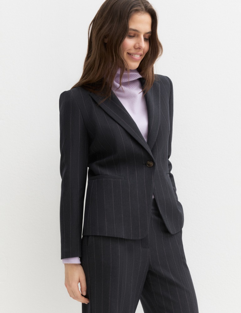Blazer de gabardina elástica - AZUL