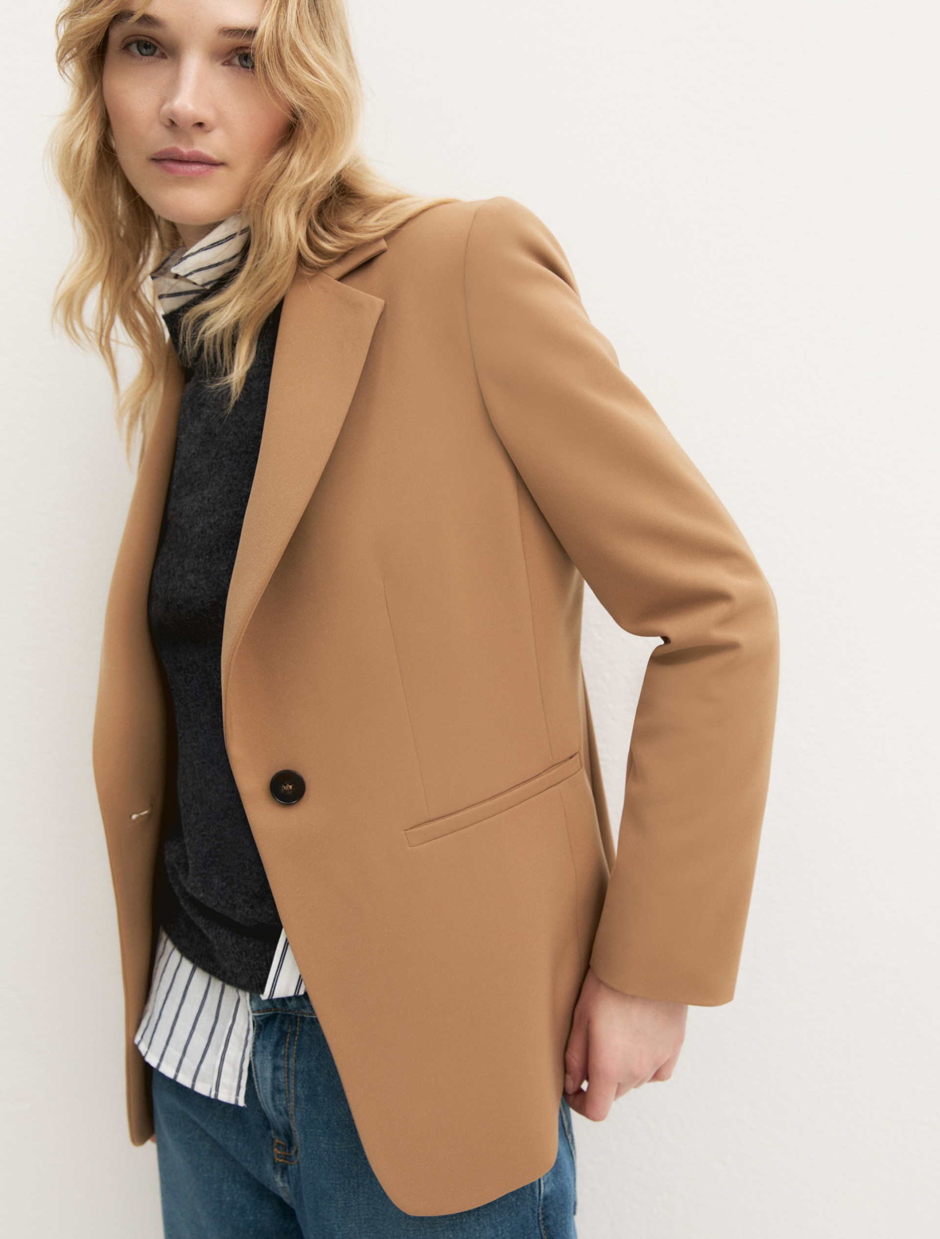 Blazer semiaderente in twill stretch - CAMMELLO - Emme - 1