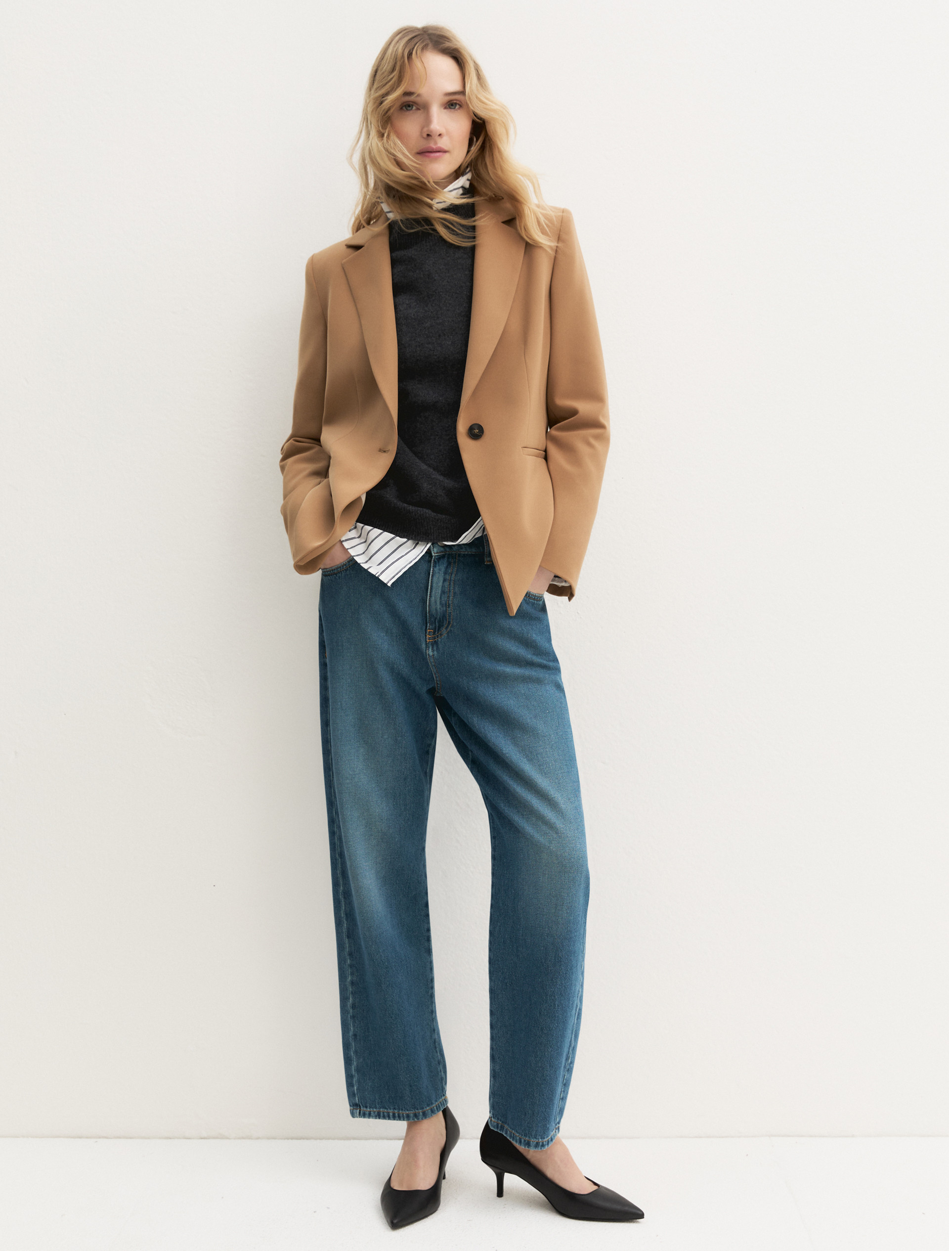 Blazer semiaderente in twill stretch - CAMMELLO - Emme - 2