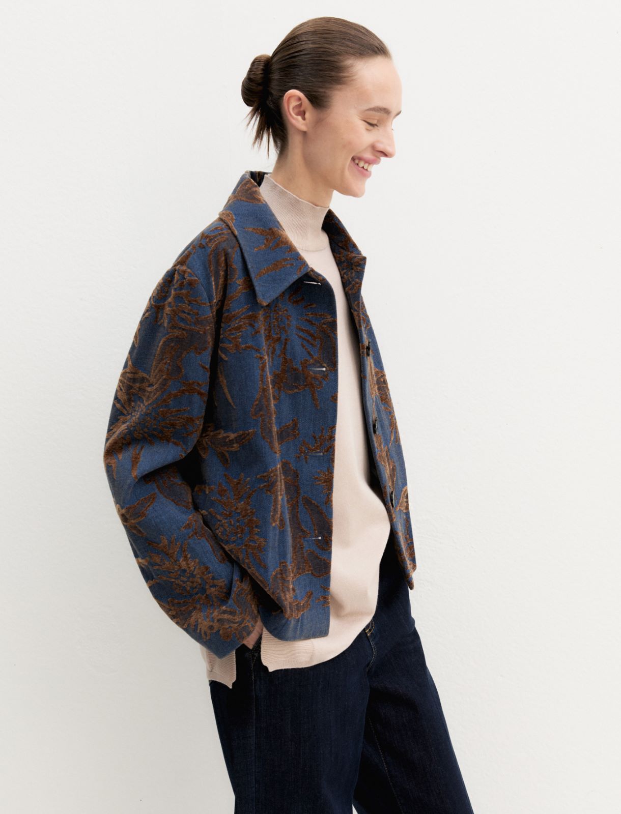 Giacca in denim jacquard delavé - BLUE JEANS - Emme - 3