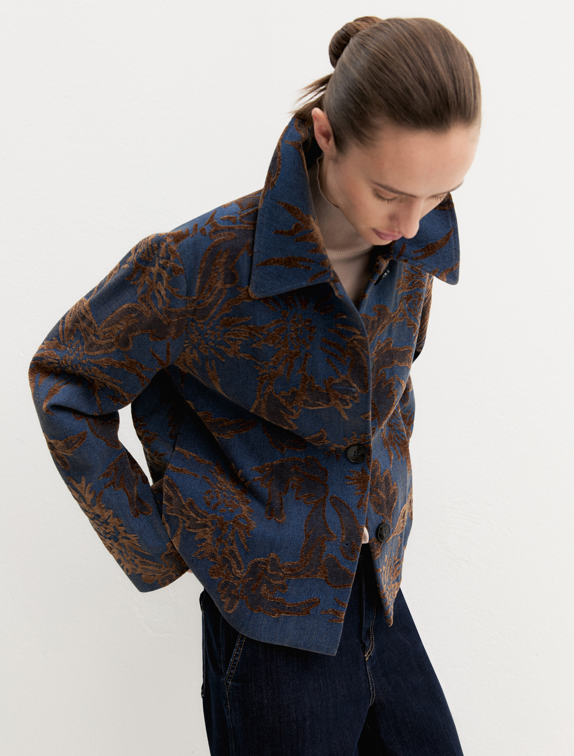 Giacca in denim jacquard delavé - BLUE JEANS - Emme - 7