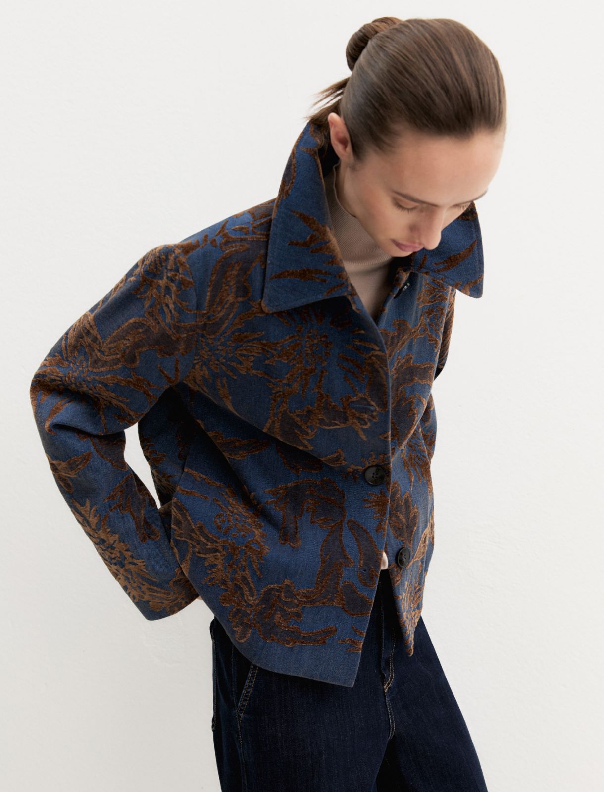 Giacca in denim jacquard delavé - BLUE JEANS - Emme - 7