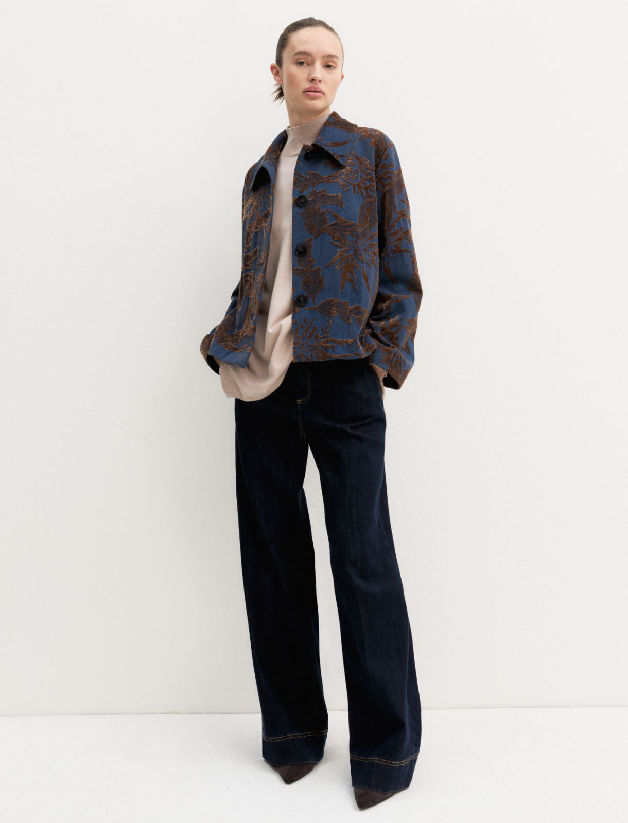 Giacca in denim jacquard delavé - BLUE JEANS - Emme