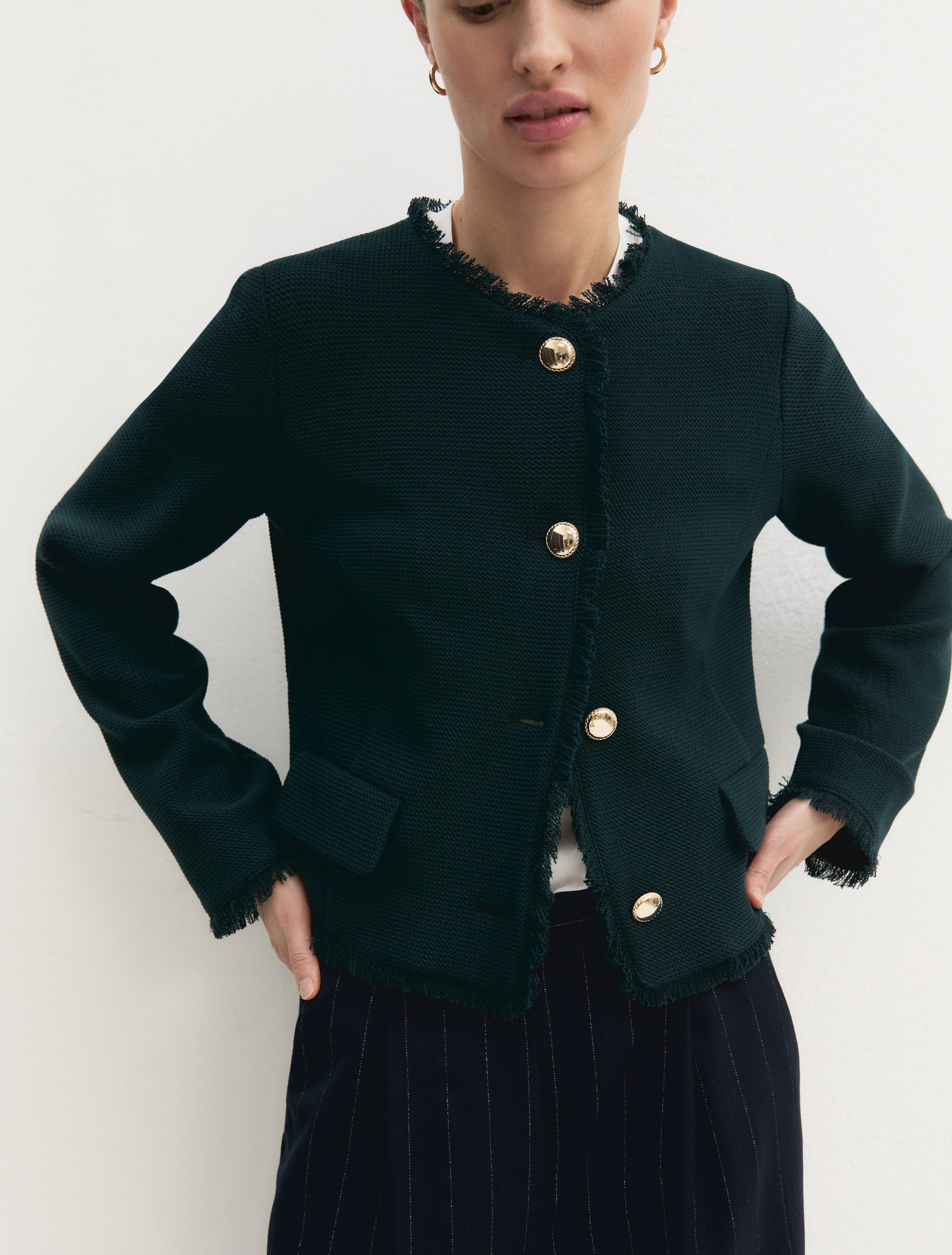 Chaqueta de esterilla texturizada elástica - VERDE - Emme - 5