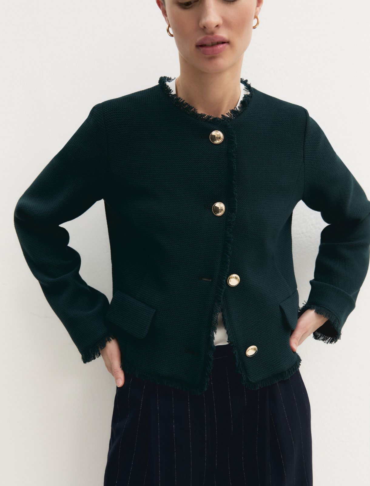 Chaqueta de esterilla texturizada elástica - VERDE - Emme - 5