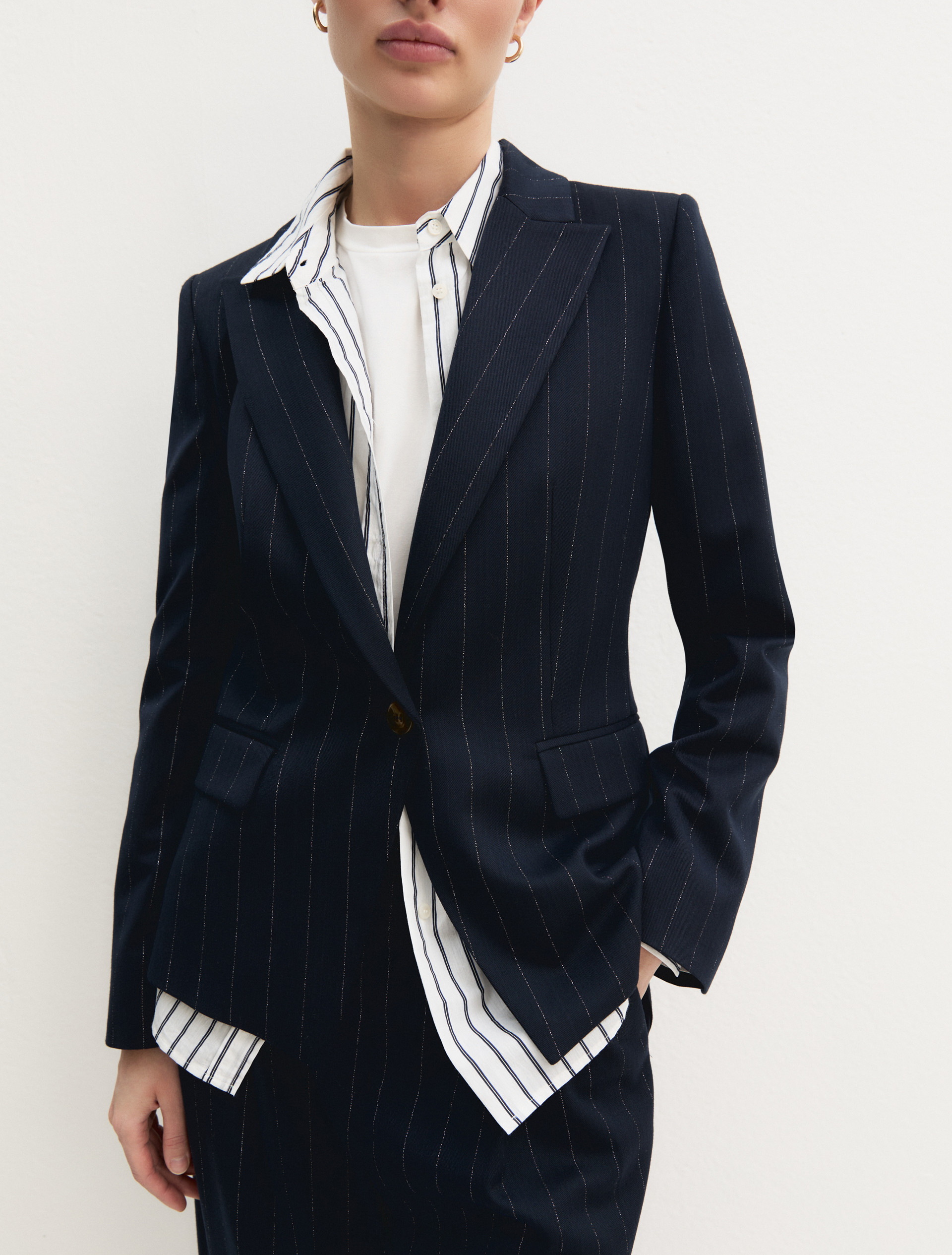Chaqueta de raya diplomática con lamé - MARINO - Emme - 3