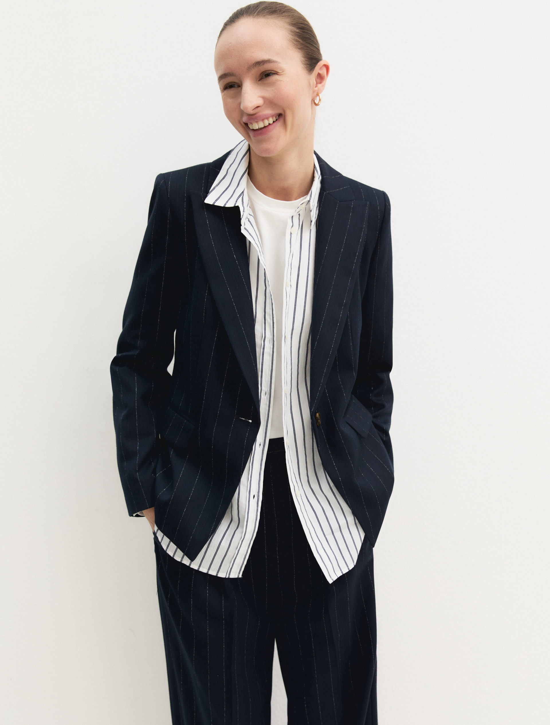 Chaqueta de raya diplomática con lamé - MARINO - Emme - 4