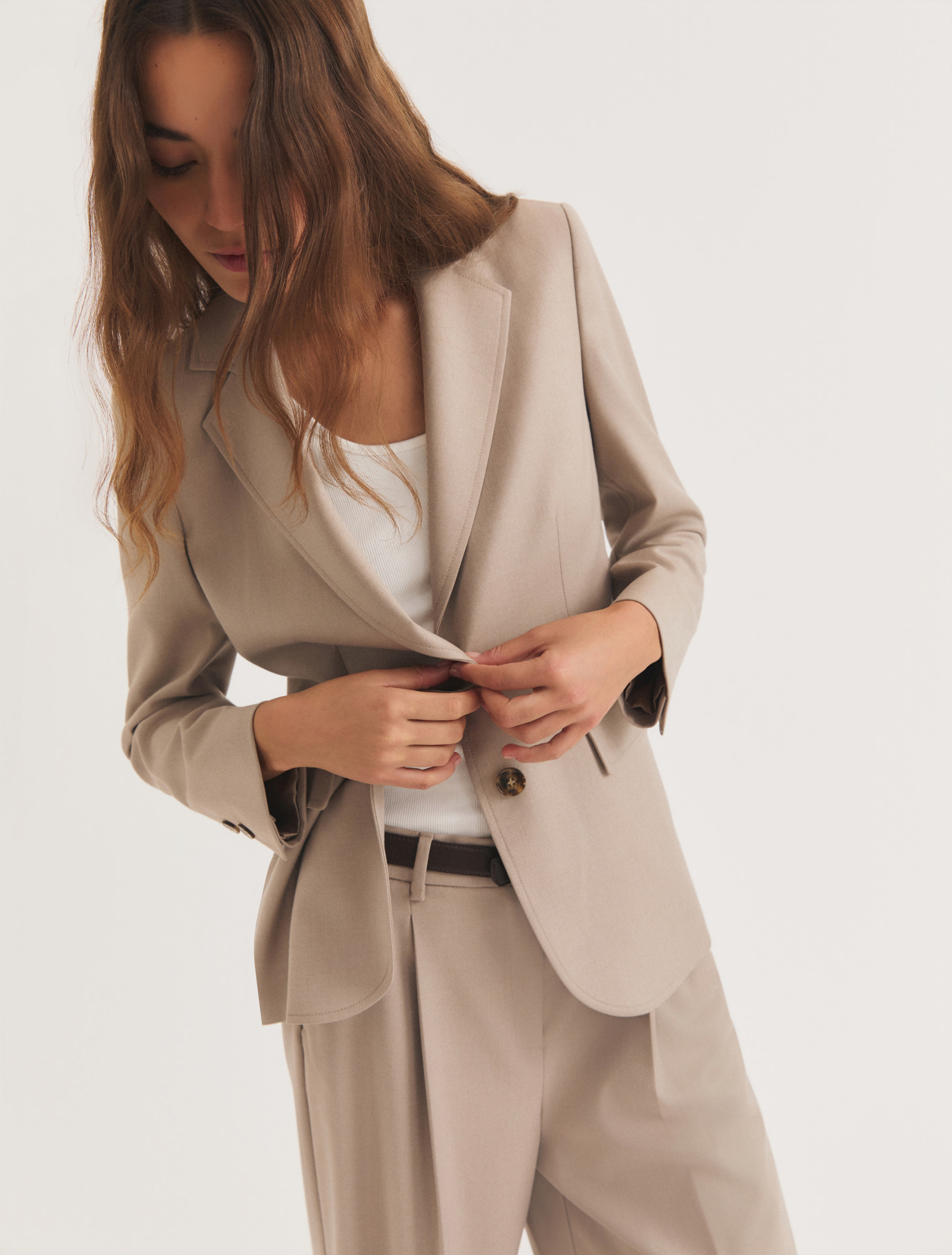 Stretch flannel blazer - SAND - Emme - 3