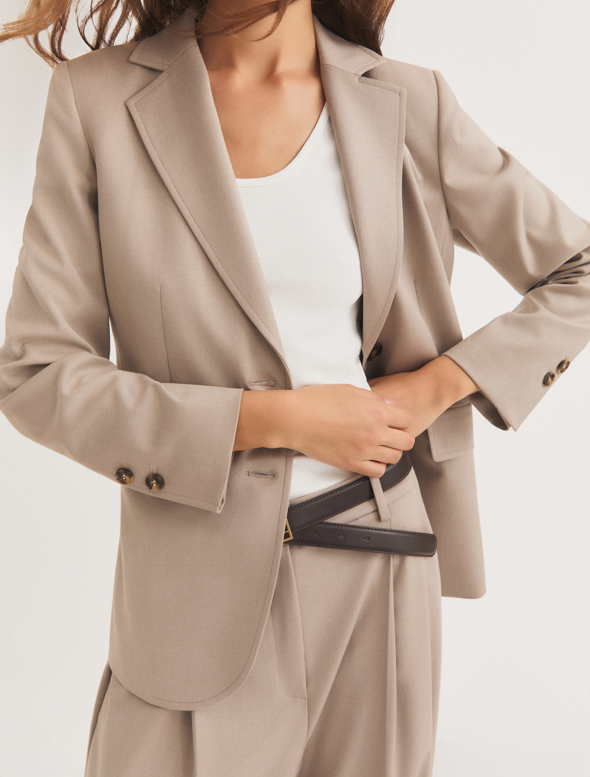 Stretch flannel blazer - SAND - Emme - 5