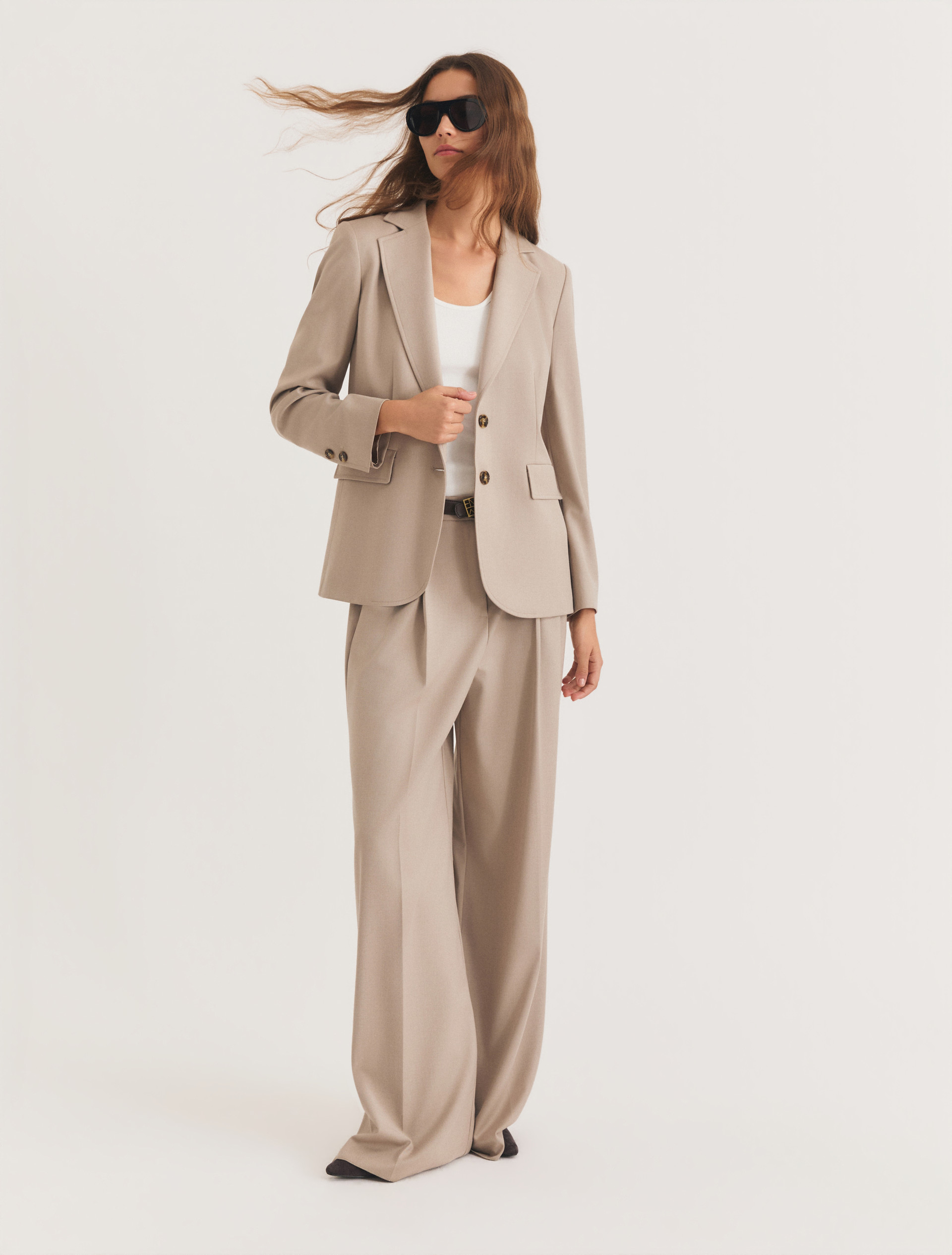 Stretch flannel blazer - SAND - Emme - 1