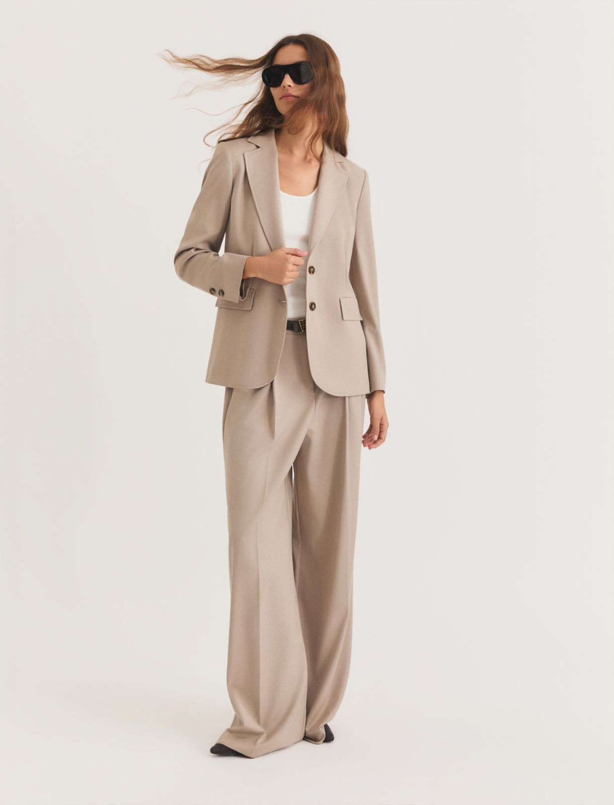 Stretch flannel blazer - SAND - Emme